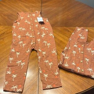 Cat Jack Brown Palm Tree + Sun Romper - size 18 months